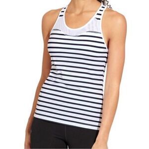 Athleta Black White Hyper Stripe Spiral Tank Top
